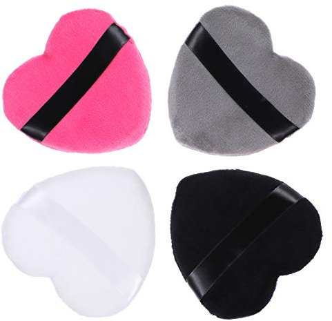 AUTSUPPL 4stücke Teiliges Herzförmiger Baumwoll-puderquasten Mit Band Große Lose Puderquaste Für Make-up Gesichtspflege Waschbare Langlebige Und Hautfreundliche Schminkpuffs in Verschiedene