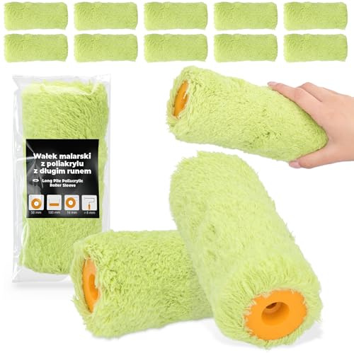 10x Färgroller 18 cm Färgrullar Målarrulle Reserv Långt Hår Lackrulle Måla Lack Möbler Väggar Renovering Tillbehör Robust Rullborste Målartillbehör Lackeringsrulle Fasadrulle
