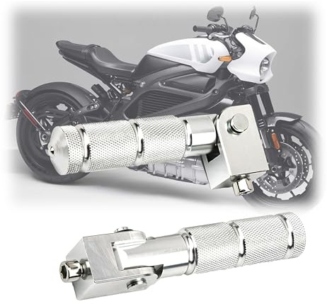 Letgoing - Reposapiés universales para motocicleta, 2 piezas, 90°, plegables, antideslizantes, soporte para pedal de pasajero, plata