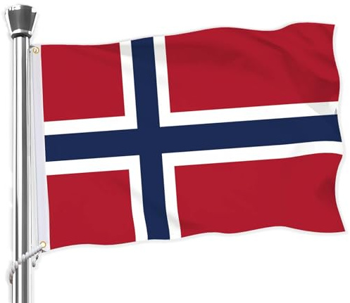 Norway Norwegen Flagge, große 3x5 FT norwegische Flagge, 36x60 Zoll große digitale doppelt gedruckte langlebige 75D dicke Polyester Dekorationen mit 2 Messing Grommet