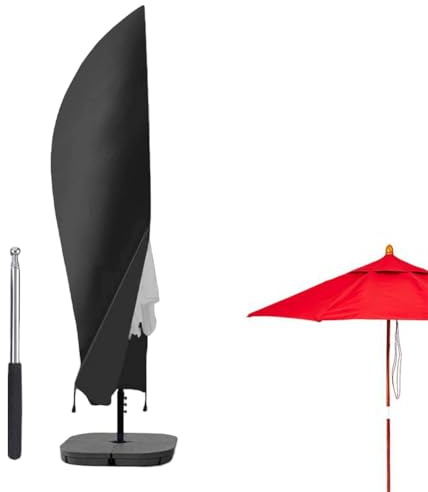 Housse Parasol Déporté,Housse de Protection pour Parasol,Housses pour Parasols Jardin,Housse Parasol Deporte Imperméable,210D Oxford Coupe-Vent,Anti-UV,avec Tige Télescopique et Cordes