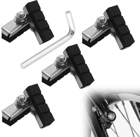 KUMSODE 8 Stück Fahrrad bremsgummi bremsen bremsbeläge mit Schrauben rennrad MTB bremsschuhe Vintage Oldtimer, mit einem Schraubenschlüssel (40mm*10mm)