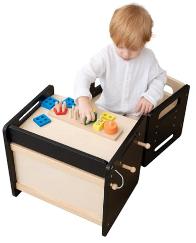 Montessori Weaning Table and Chair Set, Adjustable Toddler Table, Black