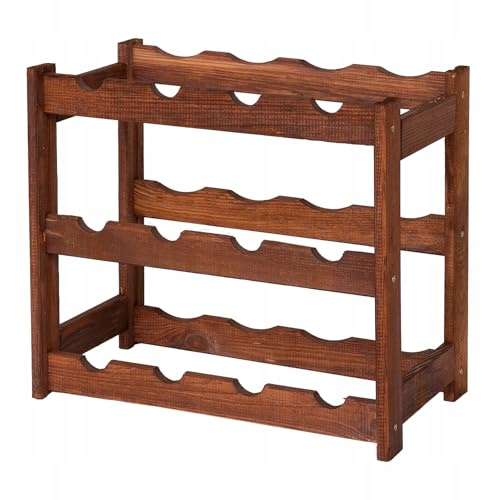 STOLMAK Weinregal Holz 12 Flaschen Braun 44x38x25 cm Wine Rack Regal Flaschenregal Weinflaschenregal Getränkeregal Weinständer