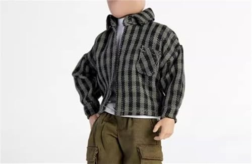AMITD 1/12 Scale Male Soldier Model Figure Doll Long Sleeve Plaid Shirts Plaid Checkered Jacket for 6 inch Action Figure Doll Clothes Doll