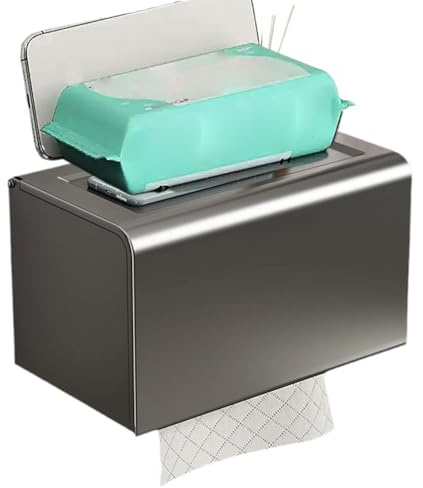 Soporte para Papel Higiénico De Baño | Organizador Moderno para Portarrollos - Estante Organizador de Aluminio Sin Taladro con Soporte para Móvil Cocina
