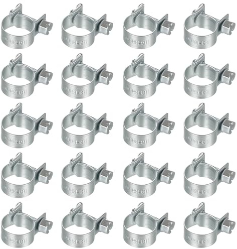 20 Pack Mini Hose Clamps 13-15mm Adjustable, Zinc-Plated Fuel Line Clamps for Exhaust Pipes, Gas Lines, Silicone Hoses & Cable Securing