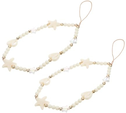 UTHCLO 2 Stück Acryl Handy Lanyard Punkt Stern Herz Perlenkette Lost Handykette Umhängen Leichtes Stilvolles Mobiltelefon Zubehör Für Smartphones Schlüssel Alltag