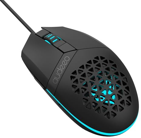 Audeeo Light-Up Wired Gaming Mouse - RGB Breathing Effect - Precision Optical Sensor - Ergonomic Honeycomb Shell - USB Wired Gaming Mouse (Black)
