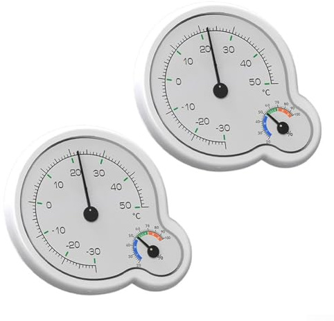 Lot de 2 thermomètres et hygromètres mécaniques à double cadran pour un contrôle précis de la température intérieure, design sans piles