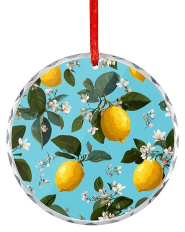 Lemon Christmas Ornament Crystal Glass Hanging Decorations for Christmas Tree Party