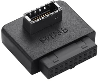 ELFJMZP Adaptador USB 3.2 Gen 1 de 19/20 pines (Modelo B) a USB 3.2 Gen 2 Tipo-E de 20 pines de 90°, para placa base de PC, USB 3.0 de 19 pines a panel frontal, USB 3.1/3.2 interno tipo E de 20 pines