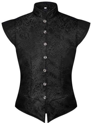 Generisch Chaleco para mujer, traje steampunk de cachemira, chaleco de traje ajustado, chaleco gótico, negro, traje medieval, chaleco victoriano para patio, disfraz de Halloween, chaleco tradicional