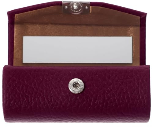 FUOYLOO Étui à Rouge à Lèvres Cuir Texturé Boîte de Rangement Portable avec Miroir Protection pour Cosmétiques Cadeau pour Femmes et Filles