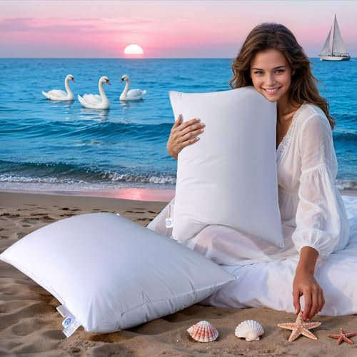 Luxury Goose Feather Down Pillows King Size Set of 2, 3-Chamber 5 Star Hotel Pillow for Deep Sleep, Soft Bed Pillows for Neck Pain Relief, Perfect for Side Sleeper, 100% Cotton Shell(2 Pack,20x36)