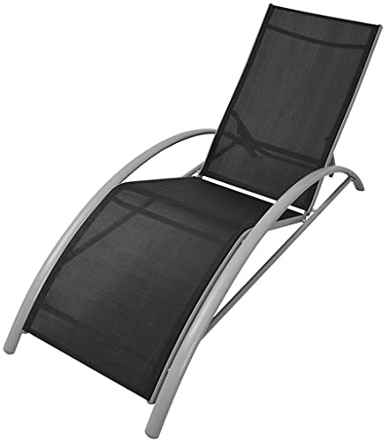 Teenpull Sonnenliege Aluminium Schwarz, Verstellbare Rückenlehne, Outdoor Gartenliege, Wetterfestes Textilene, Poolliege, Ergonomisches Design für Terrasse