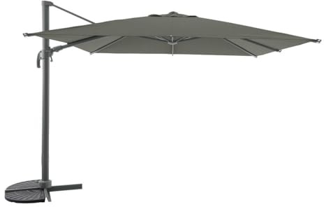 Hespéride - Parasol Déporté Carré Melhia Vert Laurier 3 x 3 m Anti-rouille Acier Tissu Déperlant Inclinable Protection Soleil pour Jardin Terrasse