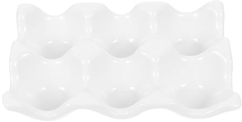 Gadpiparty Portauovo in ceramica per 6 uova, colore bianco opaco, robusto organizzatore per cucina e frigorifero