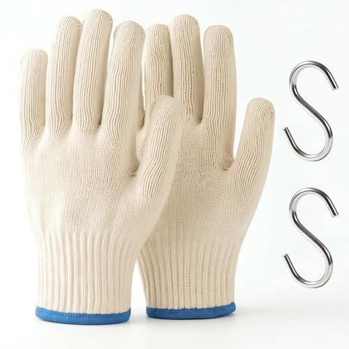 2 Pcs Heat Resistant Oven Gloves, Non Slip Kitchen Oven Gloves with Fingers, Reusable Flexible Grill Gloves, Oven Mitts for BBQ Cooking Baking Grilling