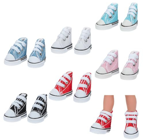 NBEADS 6 Pairs 6 Colors Mini Doll Shoes, Mini Dolls Canvas Sneakers Doll Shoes Accessories for Dressing Up Dolls Shoe Outfits Replacement Stuff, Mixed Size