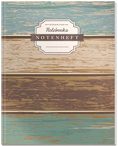 DÉKOKIND Notenheft | DIN A4, 64 Seiten, 12 Notensysteme pro Seite, Inhaltsverzeichnis, Vintage Softcover | Dickes Notenbuch | Motiv: Holzwand