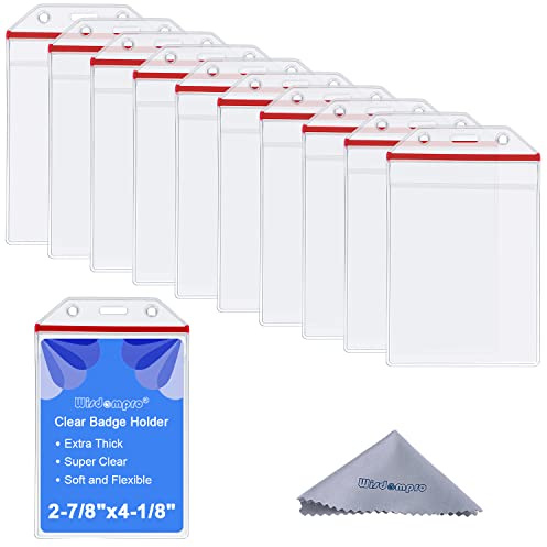 Wisdompro Ausweishülle 10 Stück, Durchsichtiger Wasserdichter PVC Ausweishalter aus Kunststoff für Personalausweis, Kreditkarte, Sozialversicherungskarte, Arbeitskarte (Rot, Vertikal)