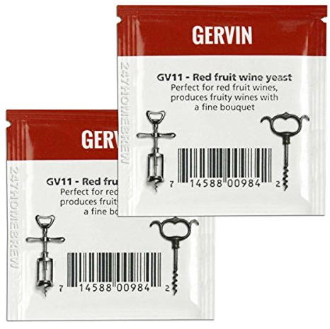 2x Gervin Wine Yeast D GV11 White Label 5g Reduces Malic Acid in Fruit Wine 23L