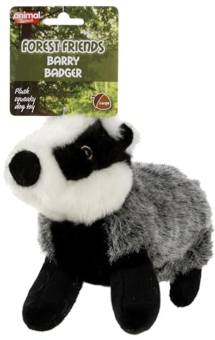 Animal Instincts Forest Friends Barry Badger Plüsch-Hundespielzeug, groß | Superweiches, quietschendes Spielzeug zum Apportieren und Apportieren, hochwertiger Stoff