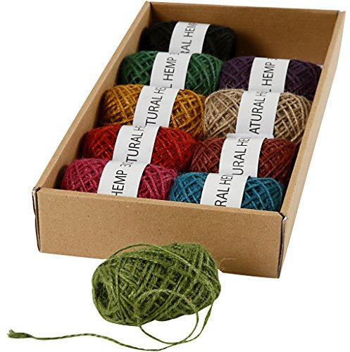 Cáñamo natural – surtido, grosor 1-2 mm, colores surtidos, 10 x 30 m