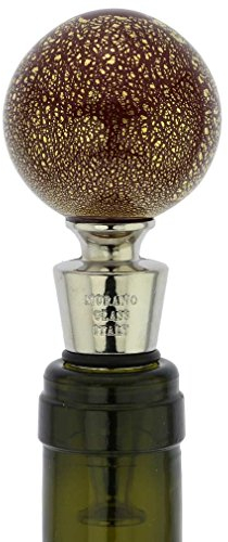 Bouchon de bouteille en verre de Murano Golden Red Ball