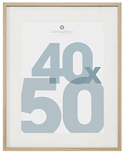Atmosphera - Cadre Photo Manu Naturel 40 x 50 cm Avec Passe-Partout - Fixation Murale, Orientation Verticale et Horizontale - Pour Salon, Chambre