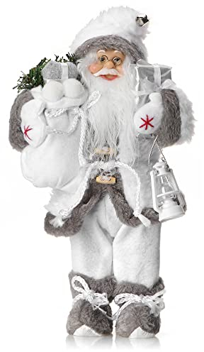 com-four® Weihnachtsmannfigur, dekorativer Aufsteller, freistehende Weihnachtsmannpuppe für Innen, Raumdeko für Privat & Gewerbe, X-Mas Santa Claus (030cm)
