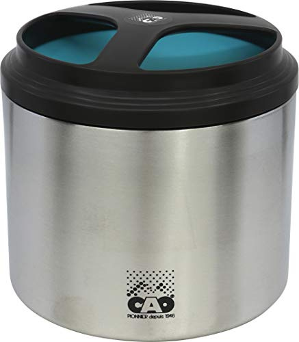 C.A.O. - Cajas de Comida aisladas Individuales de 1 litro de PP + Acero Inoxidable – Color Azul – Altura 12,3 cm – Diámetro Ø 13,2 cm