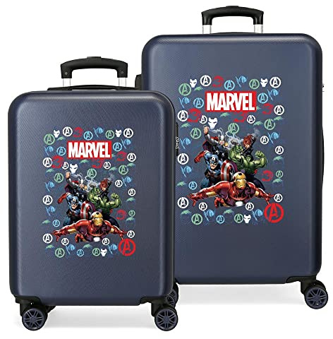 Marvel Los Vengadores Avengers Team Juego de maletas Azul 55/68 cms Rígida ABS Cierre de combinación lateral 104 6 kgs 4 Ruedas dobles Equipaje de Mano