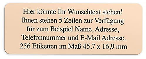 Adress-Aufkleber | PERSONALISIERT | 256 Stück | kleine Etiketten mit Wunsch-Text - Farbe Apricot Rosa | für Namen und Adressen