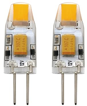 Eglo LED G4 dimmerabile base a perno, set di 2 lampadine a doppia spina, 1,8 Watt ciascuna (equivalente a 20 Watt), 12V, 200 Lumen, illuminante bianco caldo, 2700k, Ø 1 cm