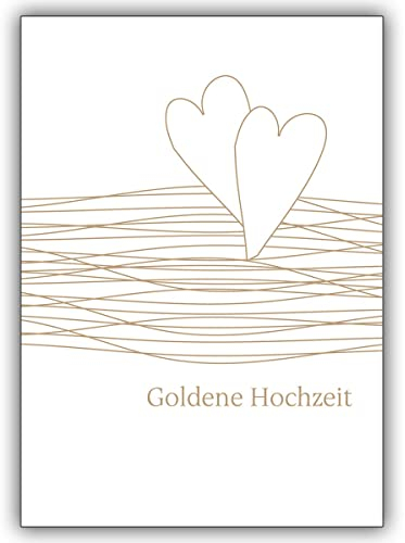 10 Hochzeitskarten: Elegante Glückwunschkarte mit Herzen zur goldenen Hochzeit • herzliche Glückwunsch Karte zur Trauung, zum Standesamt
