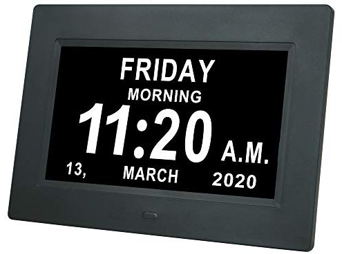 TMCC Dementia Clock Digital Day Calendar - 12 Alarm Options,Extra Large Non-Abbreviated Day & Month Memory Loss Clock for Vision Impaired, Elderly, Alzheimer, Good Gifts for People with Dementia