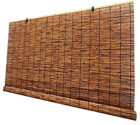 V3VOGUE Bambus Rollo Für Fenster-Tür-Rollos, Seitenzug Bambusrollo, 50x100cm 90x175cm 140x250cm Sichtschutz Sonnenschutz Winddicht Bambus Jalousie Raffrollos Für Innen, Außen, Garten