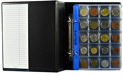 PELLER'S Münzalbum Größe S für 400 Münzen bis Ø 225mm – 20 Blätter mit Taschen langlebiges Plastik ideal für Kleingeld-Sammler Münzbuch für Sammler munzensammlerbox Sammelalbum coin album Münzalbum