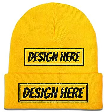 Wintermütze Beanie zum selber gestalten für Herren Damen rosa, gelb, One size