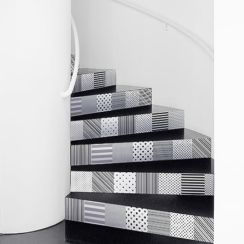 Ambiance - Adhesivo decorativo para escaleras de azulejos de cemento (2 tiras de 15 x 105 cm)