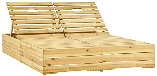 Camerina Doppel-Sonnenliege Grün Imprägniertes Kiefernholz Garten Relaxsessel Pool Lounge Chair TerrassenmöBel Wetterfest