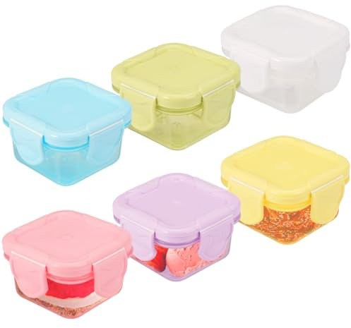 6 Contenitori Piccoli per Alimenti, Contenitori Ermetici per Alimenti Piccoli 60ml, Utilizzabile in Microonde Mini Contenitori per Alimenti, Contenitori Plastica con Coperchio Piccoli, Conserva Cibo