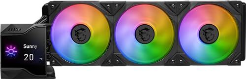 MSI MPG CoreLiquid D360 ARGB CPU Liquid Cooler - 2.4 IPS LCD Screen - 360mm Radiator - Triple 120mm ARGB PWM Fans - LGA 1700/1851 / AM5/AM4 Compatible