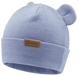 Sterntaler Beanie mit Umschlag und dekorativen, angesetzten Ohren - Unisex Baby und Kinder Mütze aus feiner Strickware - Übergangsmütze - samtblau, 49