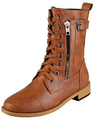 Bottes en cuir pour femme à talon court Bottes d'équitation Bottes plates Bottes western Bottes à enfiler Cuir PU Bottes pour femmes Noir Bottines Bottes cheville Bottes d'hiver Bottes mi-mollet