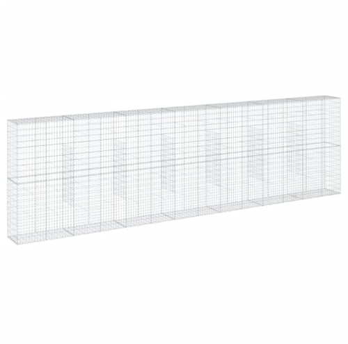 vidaXL Galvanised Gabion Basket with Cover - 700x50x200 cm - Sturdy Iron Wire, High Load Capacity & Easy Assembly - Ideal for Landscaping & Outdoor Decor