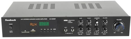 JUDEMII Amplificateur audio 600 W Amplificateur audio 5.1 canaux avec télécommande Bluetooth 5.0 pour haut-parleur domestique avec 2 prises de microphone pour home cinéma, karaoké, divertissement de