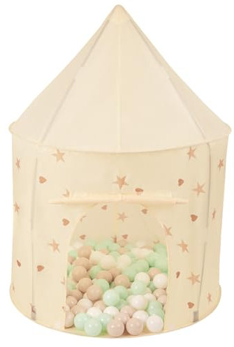 Selonis Play Tent For Kids Pavilion Playhouse Children Play Tent 100X130cm/100 Balls For Babies And Toddlers Pop Up Play For Indoor And Outdoor, Light Beige: Pastel Beige/White/Mint